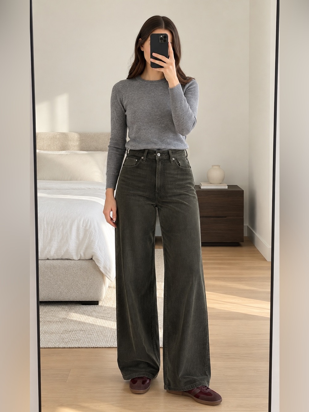 Rag & Bone Serena High-Rise Ultra Wide Corduroy Pants Deep Army Size 25 NWT